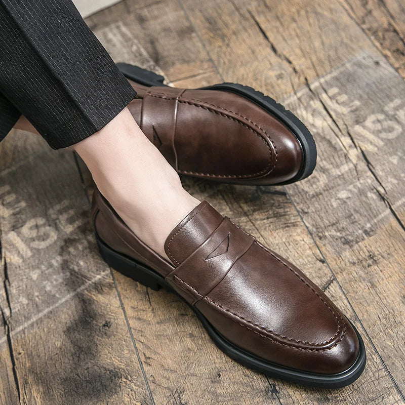 Mens Casual Leather Breathable Business Designer Brand Office Loafers Formal Classic Smile Footwear Dress Shoes for Men Flats 48
