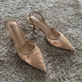 2026 String Bead Mesh Embroider Slingback High Heels Women Sexy Pointed Toe Heeled Sandals Summer Elegant Luxury Designer Shoes
