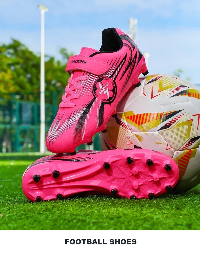 Kids Football Shoes Turf Soccer Cleats Non Slip Lightweight Training Sneakers Indoor Outdoor Futsal Boots Breathable Boys Girls