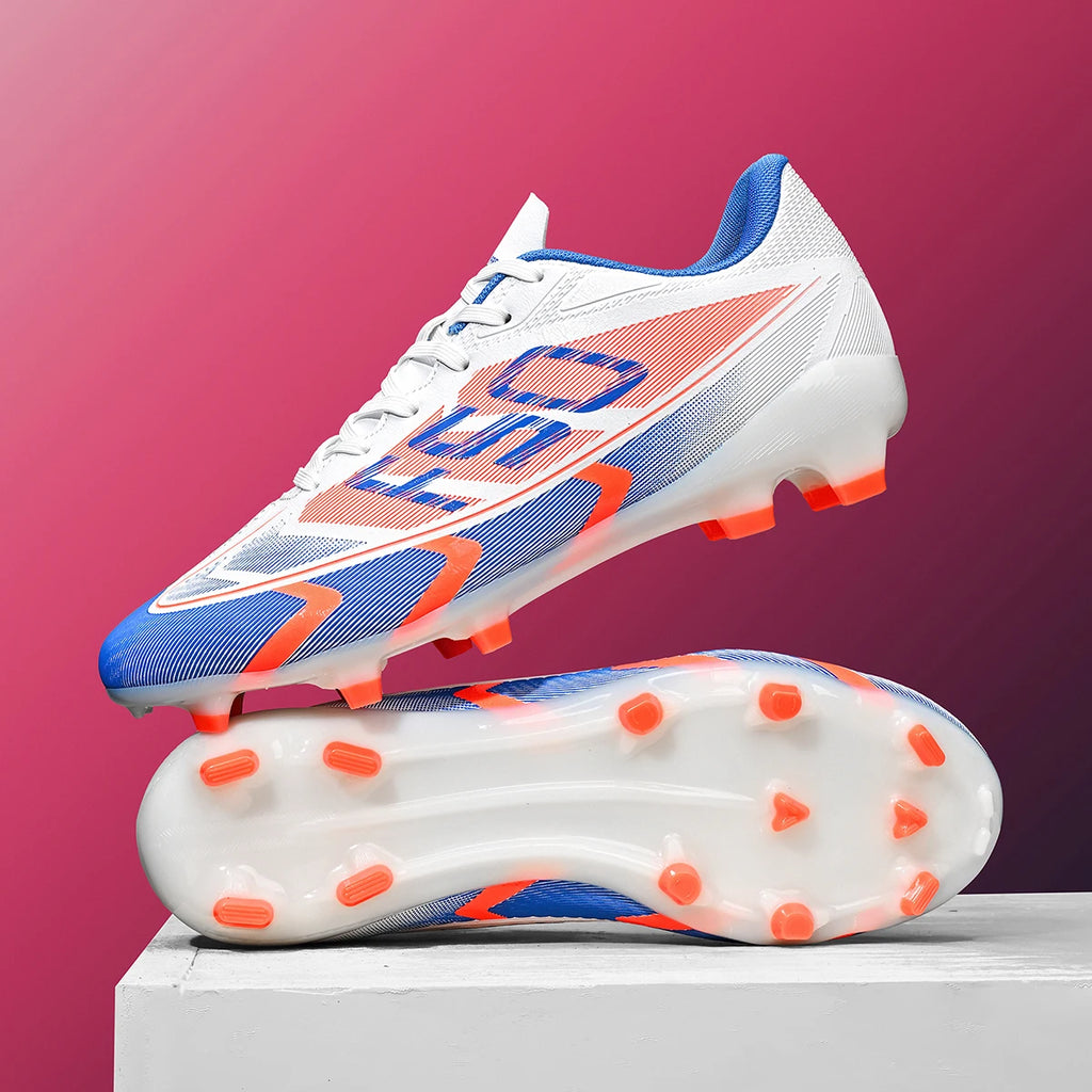 AG/FG Long Studs Soccer Shoes，PU Fabric Mixed Upper，TPU Sole Wear Resistant Anti Slip，Men Women Youth Outdoor Sports