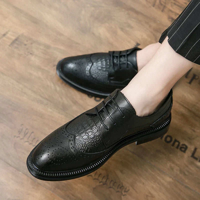 Designer Business Oxfords Formal Wedding Mens Derby Italian Original Crocodile Leather Dress Office Loafers Casual Shoes for Men