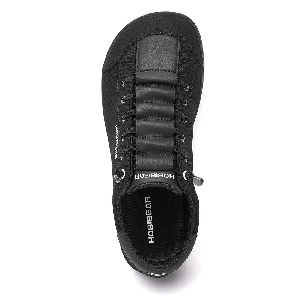 Wide Toe Barefoot Shoes for Unisex Minimalist Artificial Leather Sneakers Lightweight Adjustable Slip On Walking Shoes