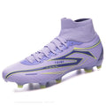 Unisex high-top soccer shoes for adult students, with the option of studded or long studs, available in 4 colors. Sole spikes