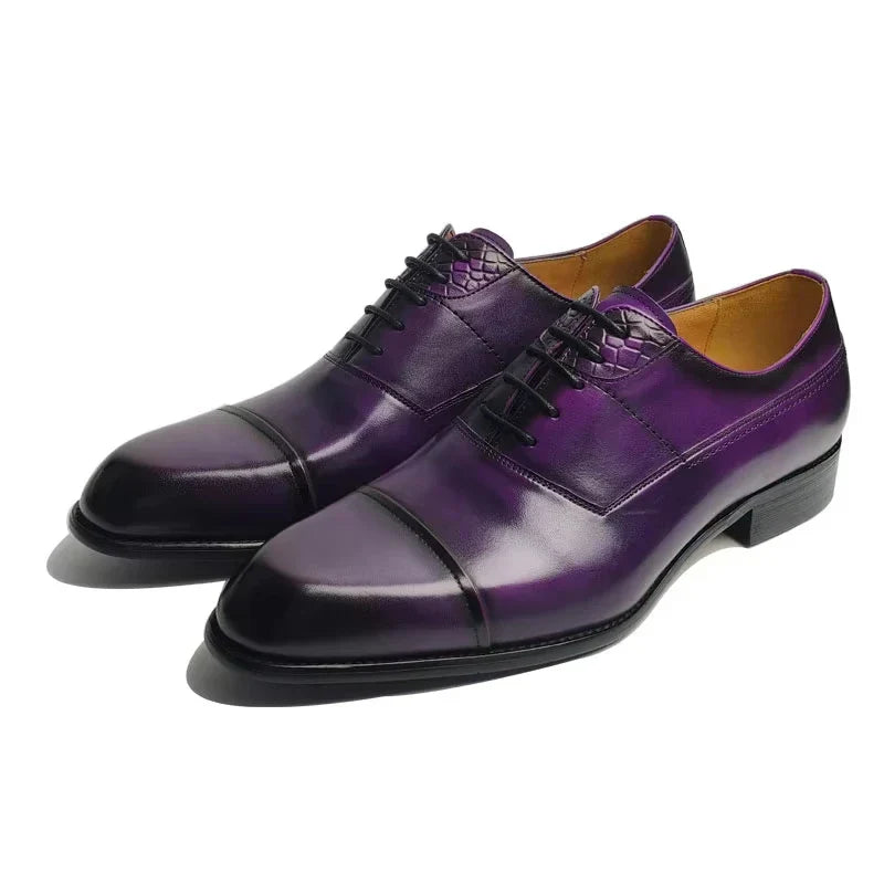 حذاء رجالي جديد أنيق رسمي بنفسجي مريح وأنيق لرجال الأعمال برباط بتصميم مدبب Sapatos Sociais Masculinos