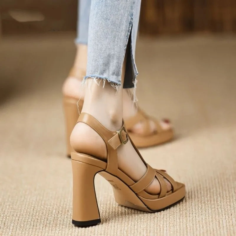 Fashion Open Toe Pole Dance Shoes Stiletto Mujer New 2025 Women Platform Gladiator Sandals Pumps