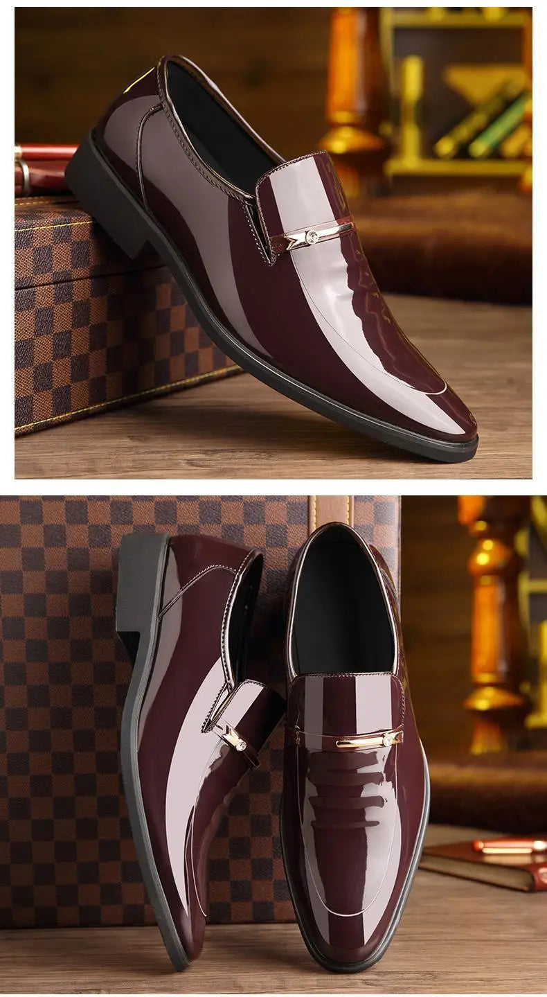 Patent Leather Men's Formal Shoes Casual Business Social Shoe Male Bright Upper Spring Autumn Cheap Clearance Not 2025 Style New