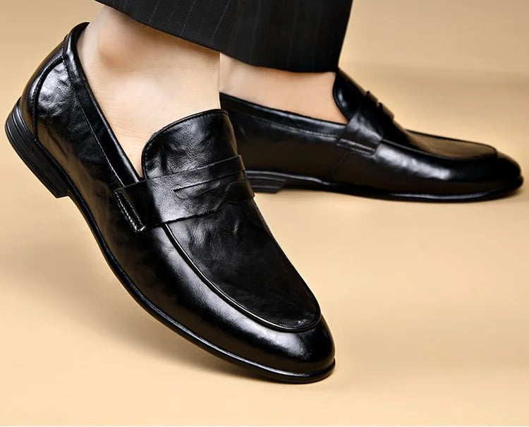 Social Shoe Male Leather Casual Round Toe Men's Formal Shoes Business Luxury Designer Clothing Office Party Gentleman 2025 Trend