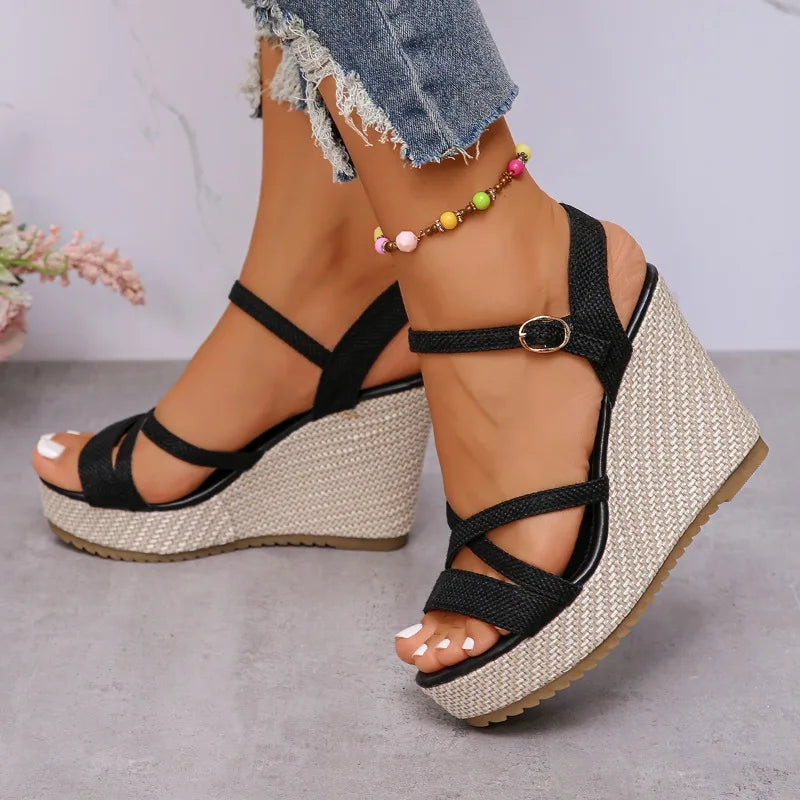 Fashion Wedges Shoes Women Summer Platform High Heel Female Buckle Sandals Sexy Bohemia Style Mujer Women's Sandals 2024