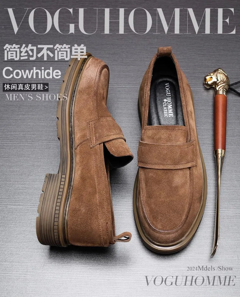 Classic Soft Cowhide Mans Loafers Spring Luxury Genuine Leather Comfortable Fashion British Outdoor Leisure Driving Shoes Man