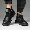 New MEN'S BOOTS with Retro Style Leather Boots, Thick Soles, Wear-resistant MEN'S High Top Casual Shoes, Side Zippers