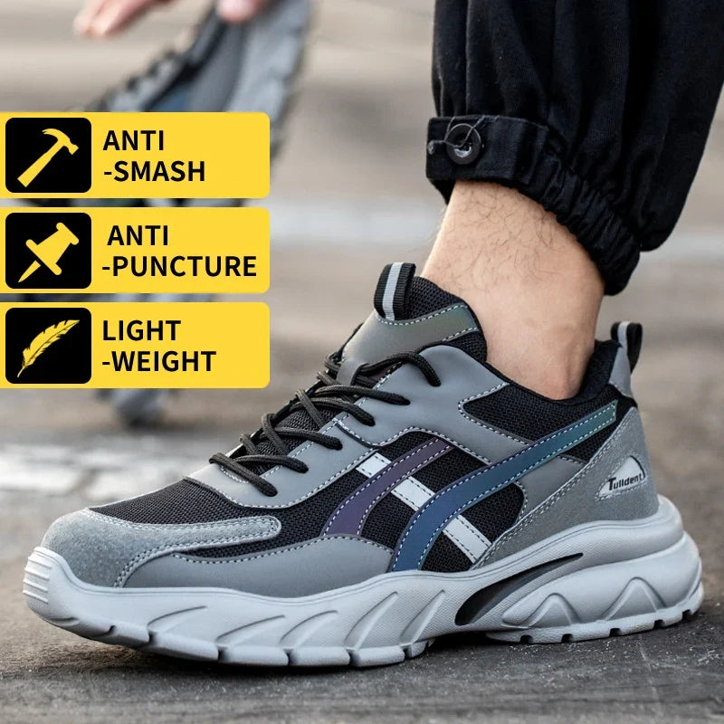 Safety Shoes Men Boots Women Plastic toe cap Sport Snekers Puncture Proof Crash Proof Light Wear Resistant Industrial Quality