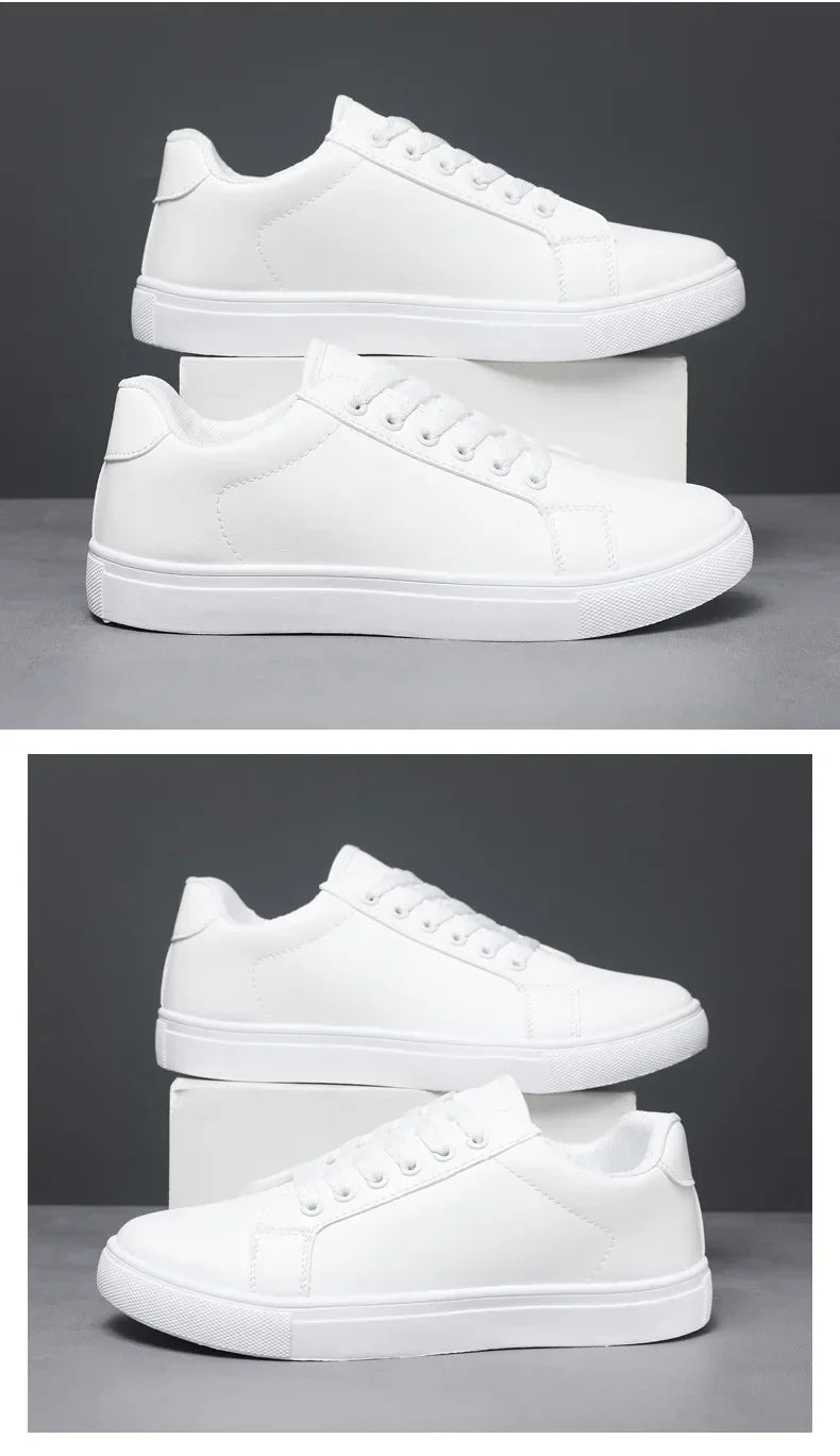 White Black Men Shoes Comfortable Casual Skateboard Shoes Men Solid Leisure Sneakers Lightweight Walking Shoes