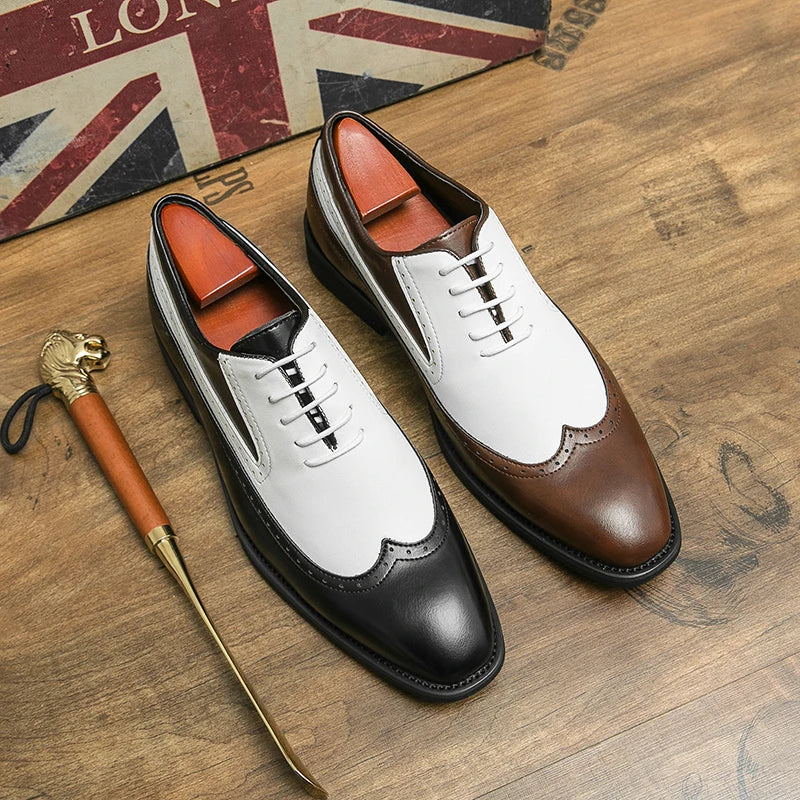 Spring black white leather shoes for men High quality wedding Dress shoes Business office loafers men shoe Luxury designer shoes