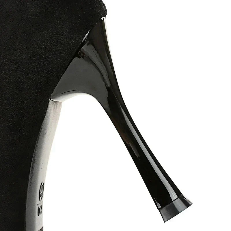 Autumn Simple Elegant 10cm 7cm High Heels Stiletto Womens Shoes Pointed Black Etiquette Professional Single Shoes Wedding Shoes