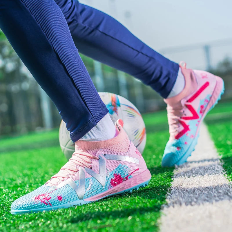Shock Absorb TF Turf Soccer cleats Wear-resistant PU Fabric Flexible Outsole Unisex Adult Amateur Matches