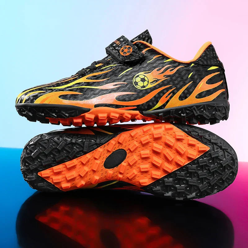 Kids Youth Soccer Shoes Boys Girls Football Cleats Velcro TF FG Training Sneakers Non-Slip Grass Artificial Grass Sport Boots