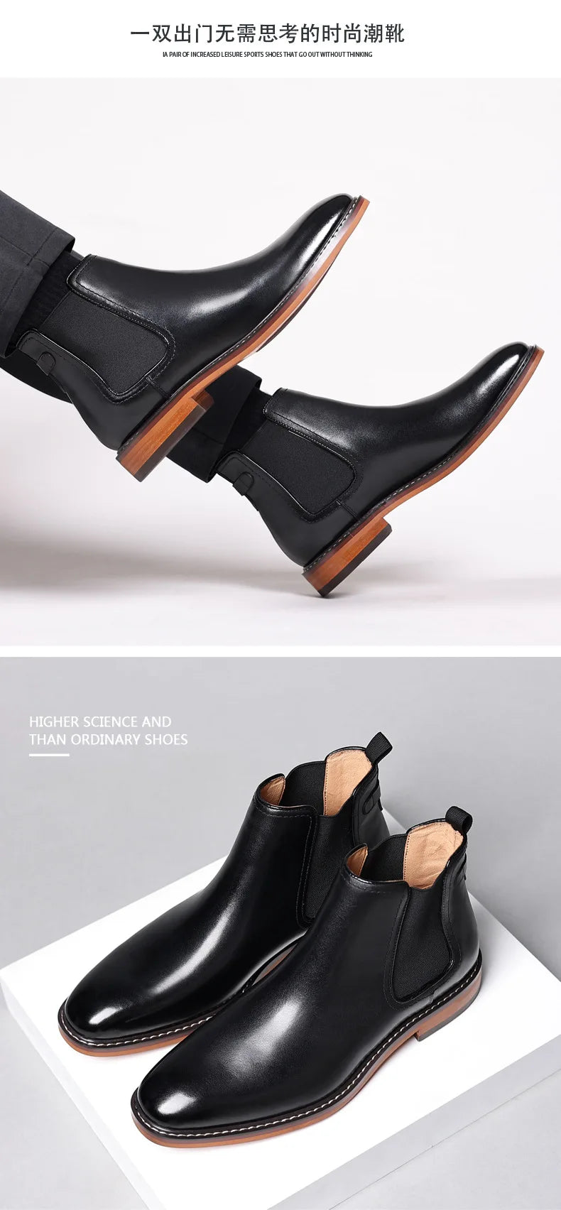 Brand Men's Chelsea Boots Genuine Cow Leather Handmade Boot Shoes Work Shoes For Formal Dress Wedding Business Party New