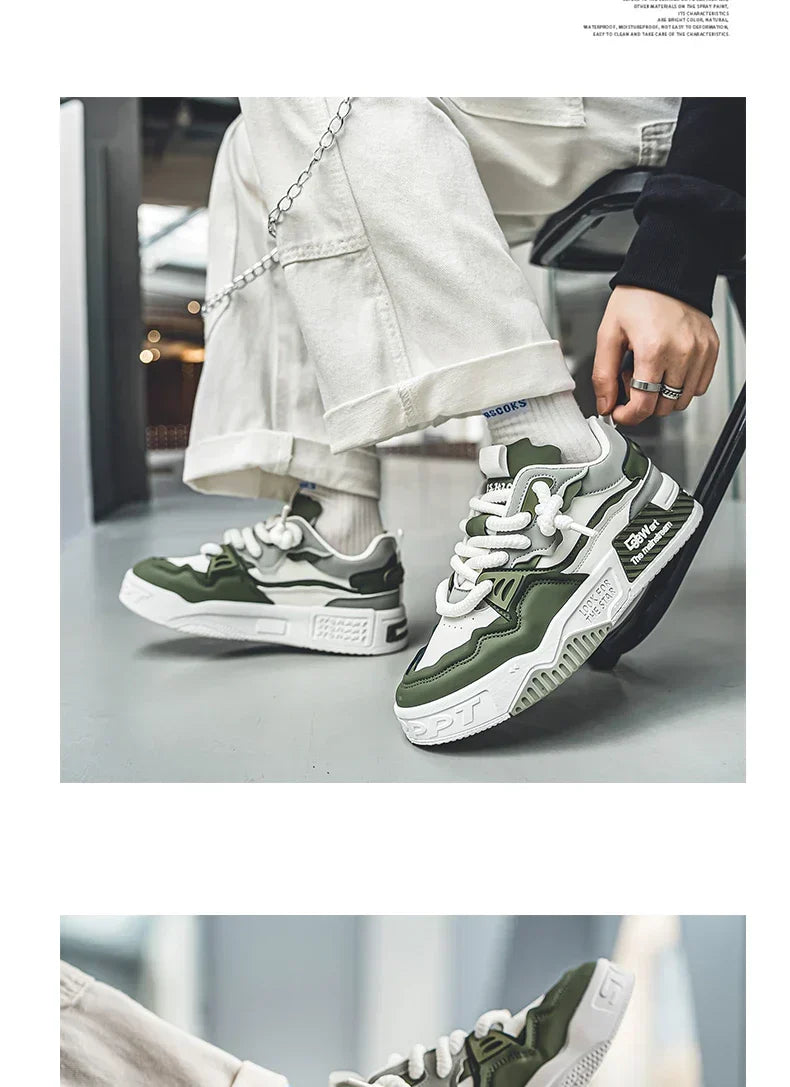 Men's Trendy Skate Shoes, Comfy Non Slip Casual Lace Up Sneakers For Men's Outdoor Activities
