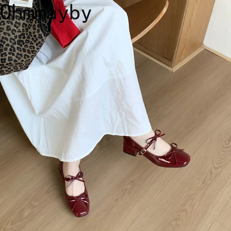 2026 Spring Autumn Women Mary Jane Shoes Fashion Butterfly-knot Shoes Casual Low Heel Dress Street Style Shoes