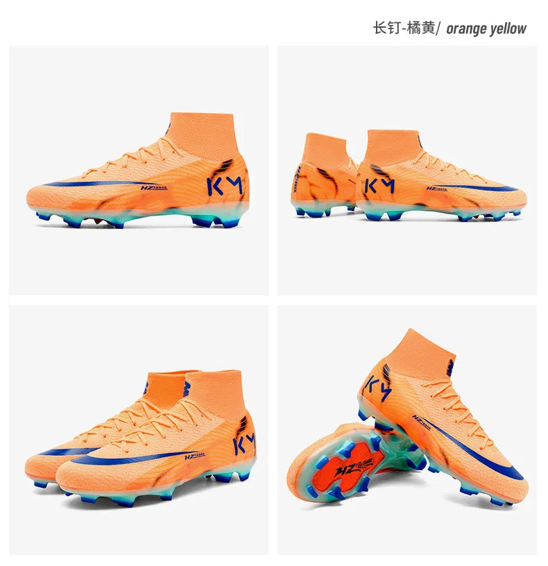 New Men Soccer Shoes Boys Cleats Adult Outdoor Breathable Football Boots Training Sport Long Spikes Non Slip Match Comfortable