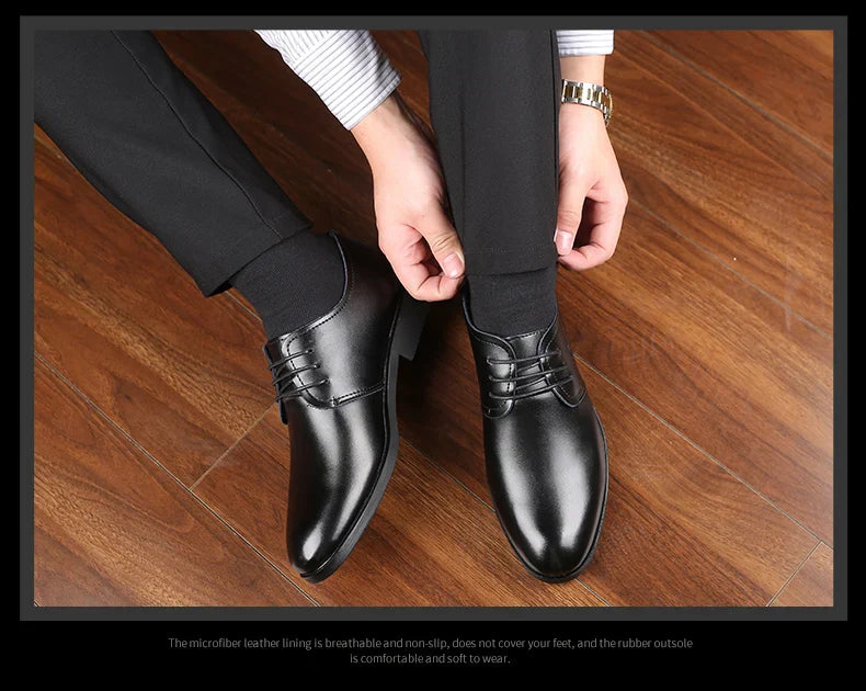 Men's Shoes Black Leather Formal Shoes for Men Oxfords Male Wedding Party Office Business Shoe Man zapatos de hombre Plus Size