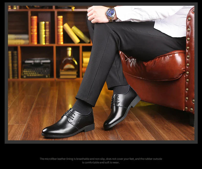 Men's Shoes Black Leather Formal Shoes for Men Oxfords Male Wedding Party Office Business Shoe Man zapatos de hombre Plus Size