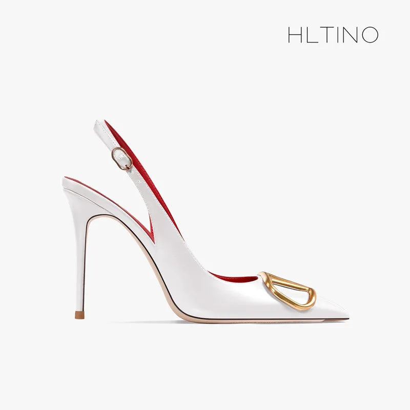 HLTINO Fahion Slingback Black Comfortable Women Summer Shoes Very High Heel Sandals 2025 Trend for Wedding Party Dress