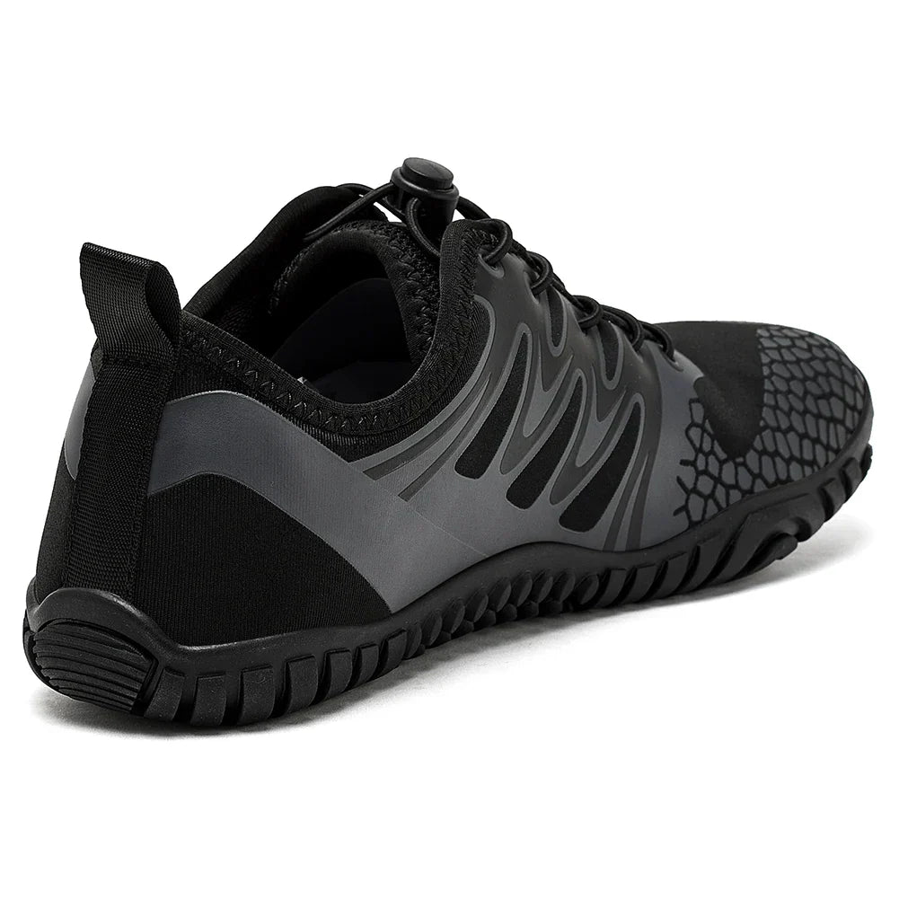 Wide Toe Barefoot Shoes for Unisex Artificial Leather Outdoor Walking Sneakers Zero Drop Minimalist Elastic Band Shoes