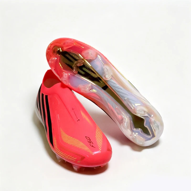 Shiny Plated-Sole Mens Soccer Shoes Non-Slip Soccer Cleats NO-LACE Boys TF/FG Training Football Boots Chuteira Campo 26255