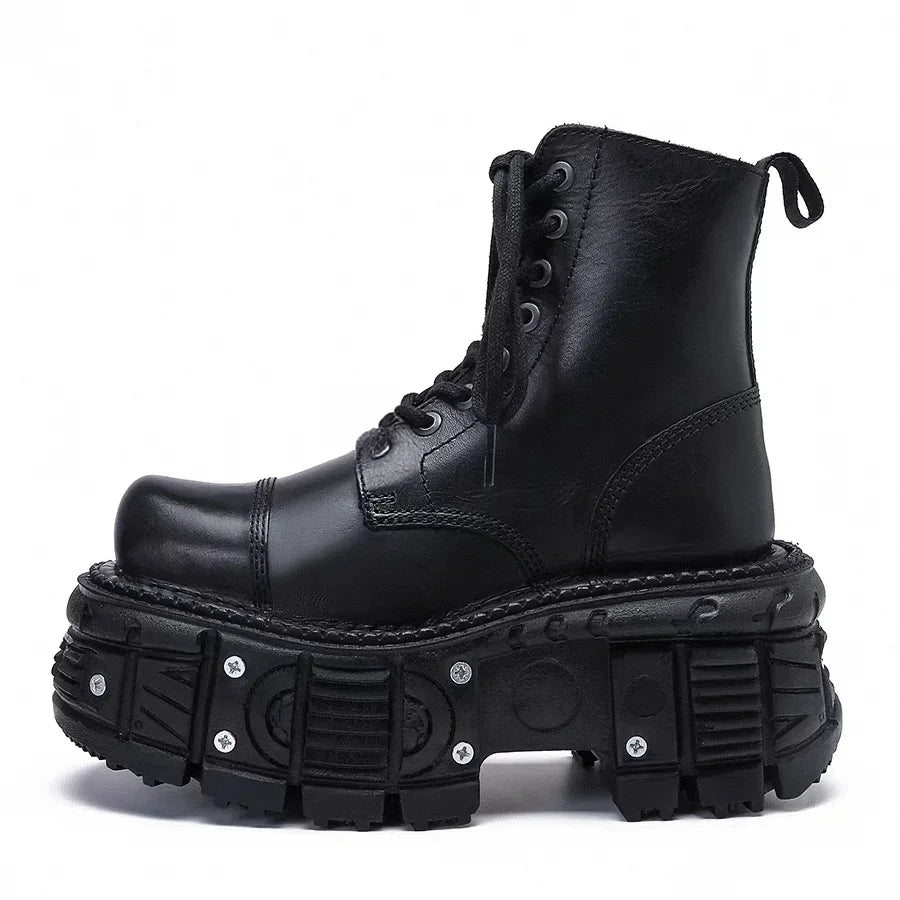 Leather Heightened 10cm Thick-soled Men's High-top British Style 2025 New Trendy Men's Boots