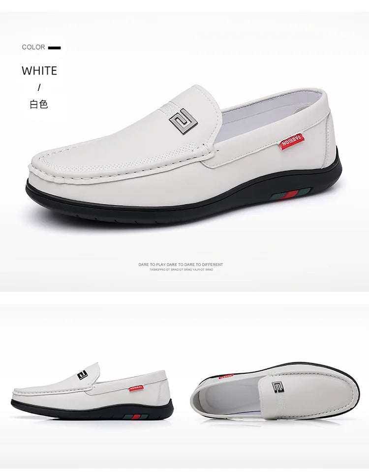 2026 New Solid Color Business Casual Shoes for Men Spring Autumn Soft Leather Shoes Male Fashion Light Driving Shoes Man