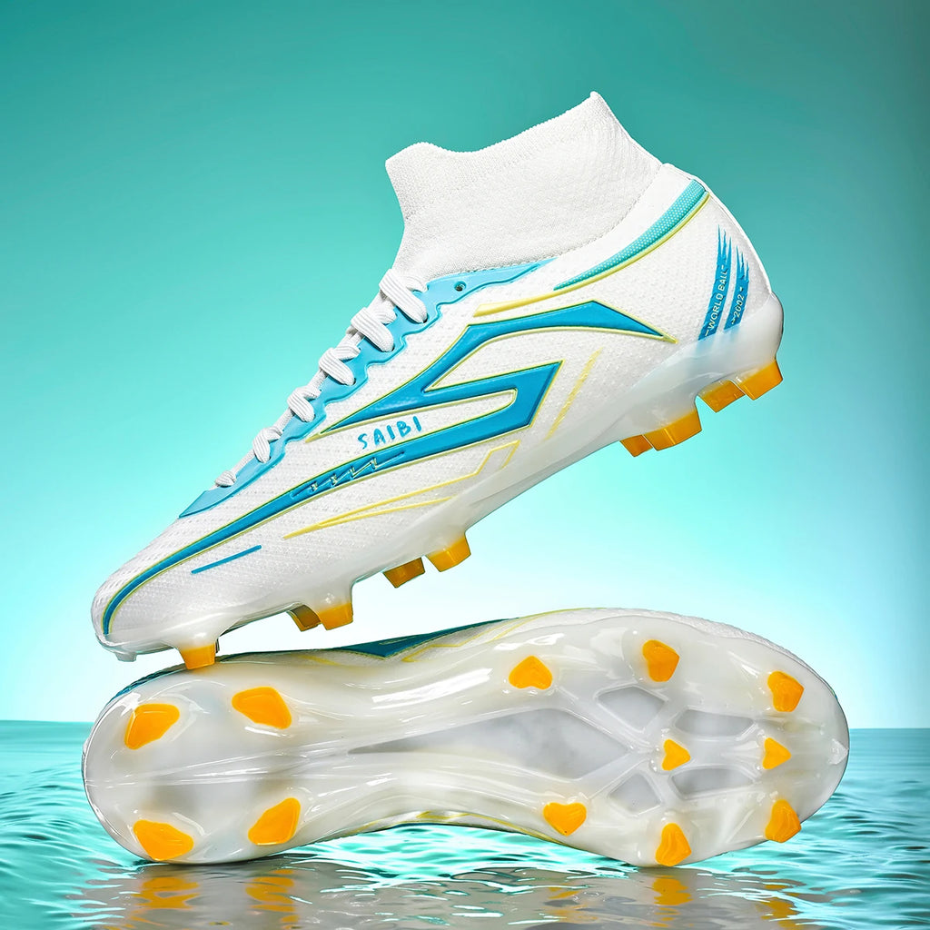 AG/FG Long Studs Soccer Shoes，PU Fabric Mixed Upper，TPU Sole Wear Resistant Anti Slip，Men Women Youth Outdoor Sports Traini