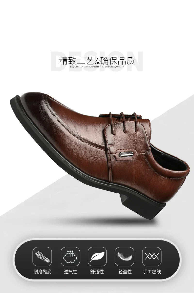 Brown Leather Dress Shoes British Style Lace Up Formal Business Footwear Groom Wedding Shoes Low Top Comfortable Office Shoes