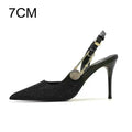 Bling Diamond High Heels Women 2026 Spring Pumps New Pointy Head After Empty Sexy Metal Girl Temperament Baotou French Sandals