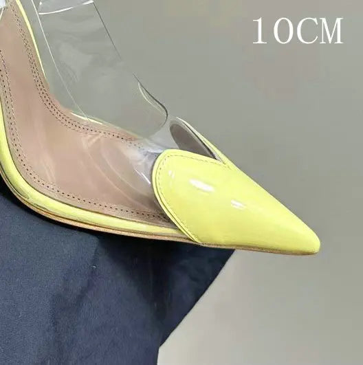 2026 Spring Summer New Fairy Wind Pointy High Heels Female Love Shaped Transparent Sandals Sexy Party Pumps