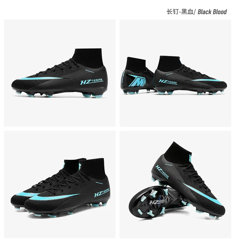 New Men Soccer Shoes Boys Cleats Adult Outdoor Breathable Football Boots Training Sport Long Spikes Non Slip Match Comfortable