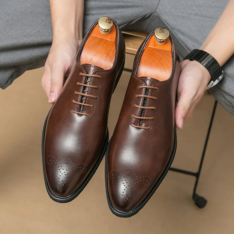 Men's Genuine Leather Dress Shoes Classic Oxford Soft Comfortable Lining Non-Slip Rubber Sole Business Office Formal Occasions