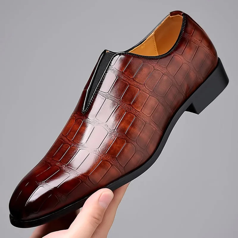 Szie 48 Business Men's Shoes Casual PU Leather Shoes for Men Breathable Loafers Comfortable Classic LowCut Embossed Formal Shoes