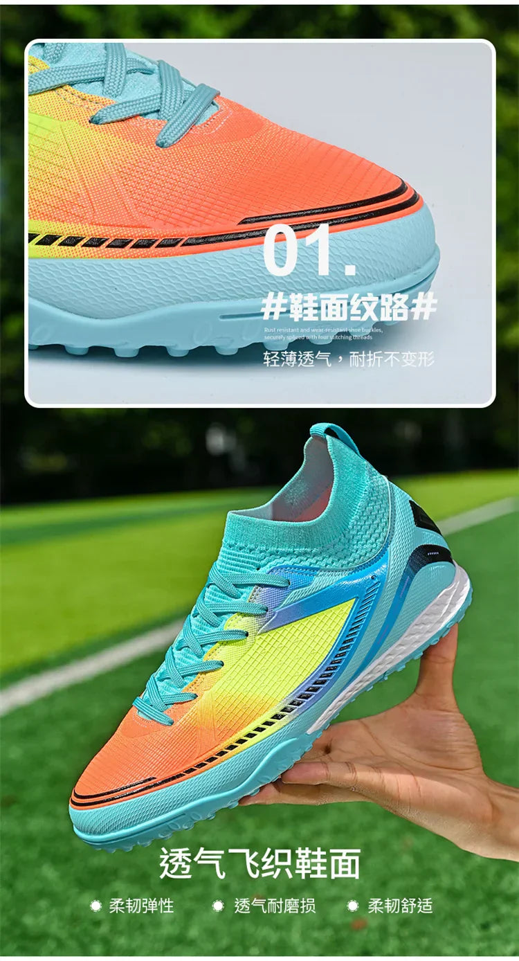 Mens Soccer Shoes TF/FG High Ankle Football Boots Kids Women Outdoor Sports Shoes Multicolor Training Match Athletic Sneakers
