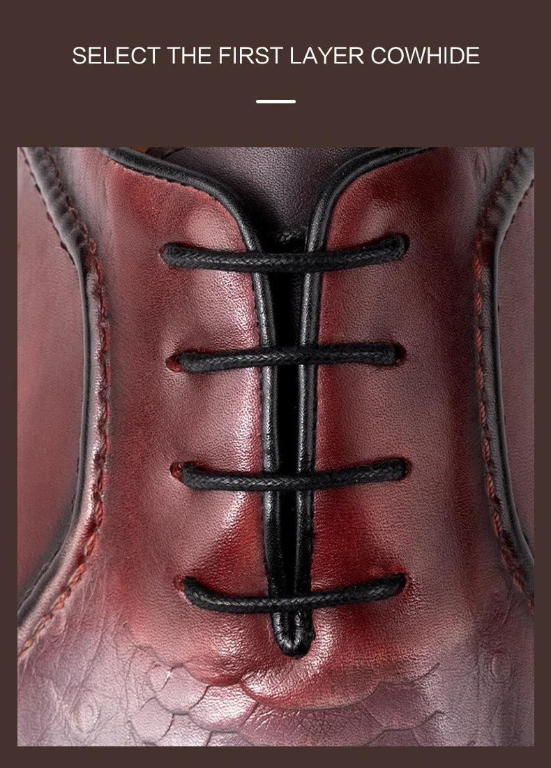 Luxury Business Men Oxford Shoe Elegant Top Quality Formal Genuine Leather Shoe Man Derby Brogues Shoes Wedding Party Shoes