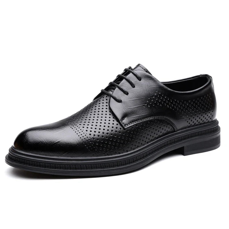 Men's Formal Leather Shoes Lace Up Breathable Non-slip Rubber Sole Lightweight Comfortable Dress Shoes Office & Special Occasion