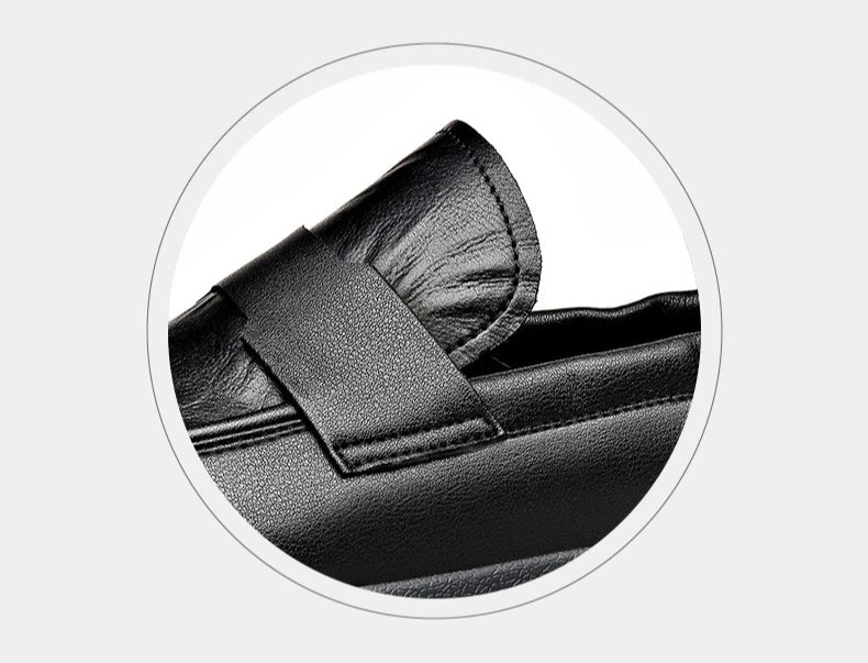 Spring Summer New Genuine Leather Shoes Men Solid Color Fashion Loafers Male Soft Sole Anti-slip Height-increasing Loafers Man
