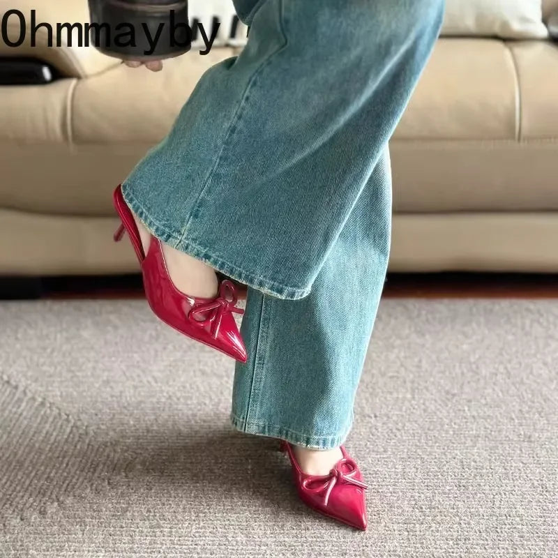 2026 New Summer High Heel Women Sandals Shoes Fashion Shallow Butterfly-knot Shoes Elegant Wedding Party Shoes