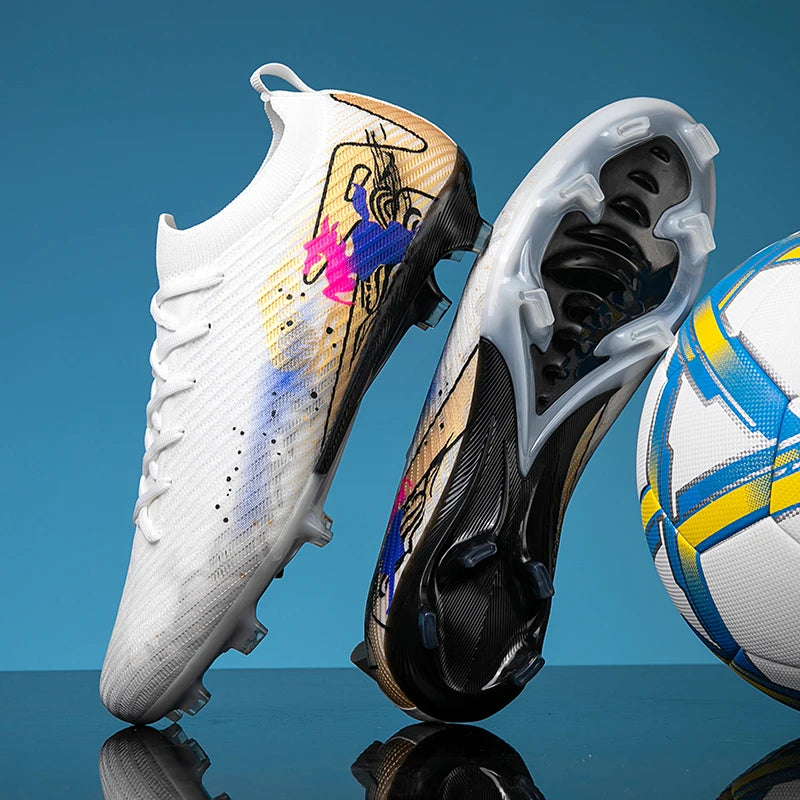 New Men Football Boots Match Ultralight Soccer Cleats FG Non-Slip Training Shoes Soccer Shoes Long Spikes Outdoor Drop Shipping