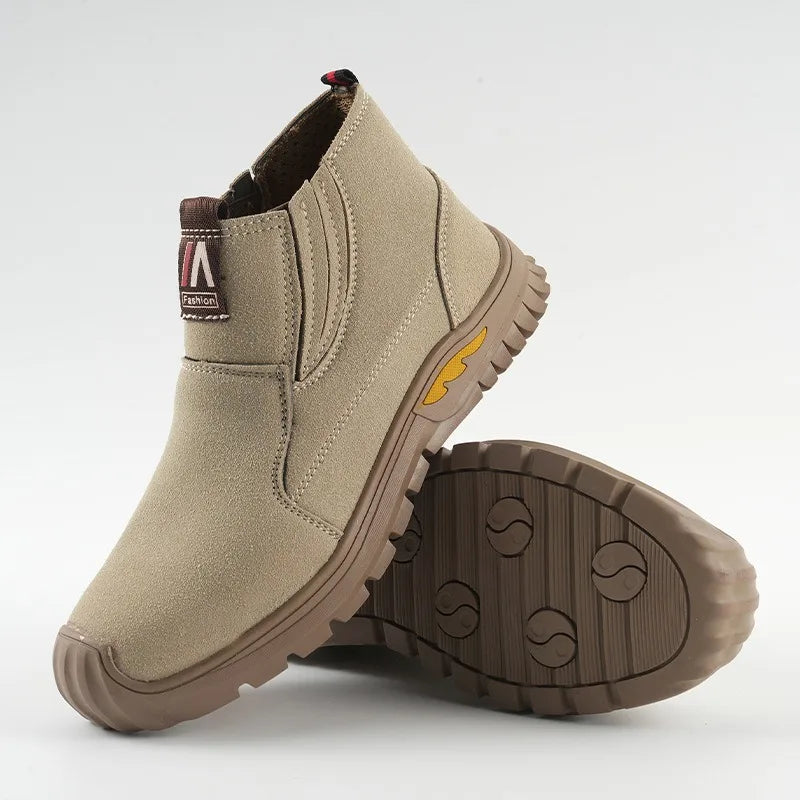 Indestructible Men Steel Toe Work Boots Autumn New Waterproof Wear-resistant Safety Shoes Men High Top Ankle Boots Hombre 36-46