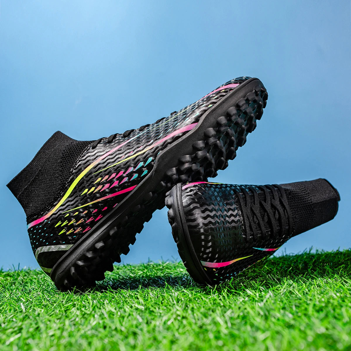 Fashion TF Turf football shoes PU Fabric Integrated Upper Rubber Wear Resistant Sole Anti-slip For Men Women Match