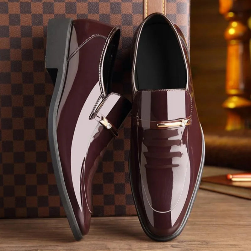 Patent Leather Men's Formal Shoes Casual Business Social Shoe Male Bright Upper Spring Autumn Cheap Clearance Not 2025 Style New