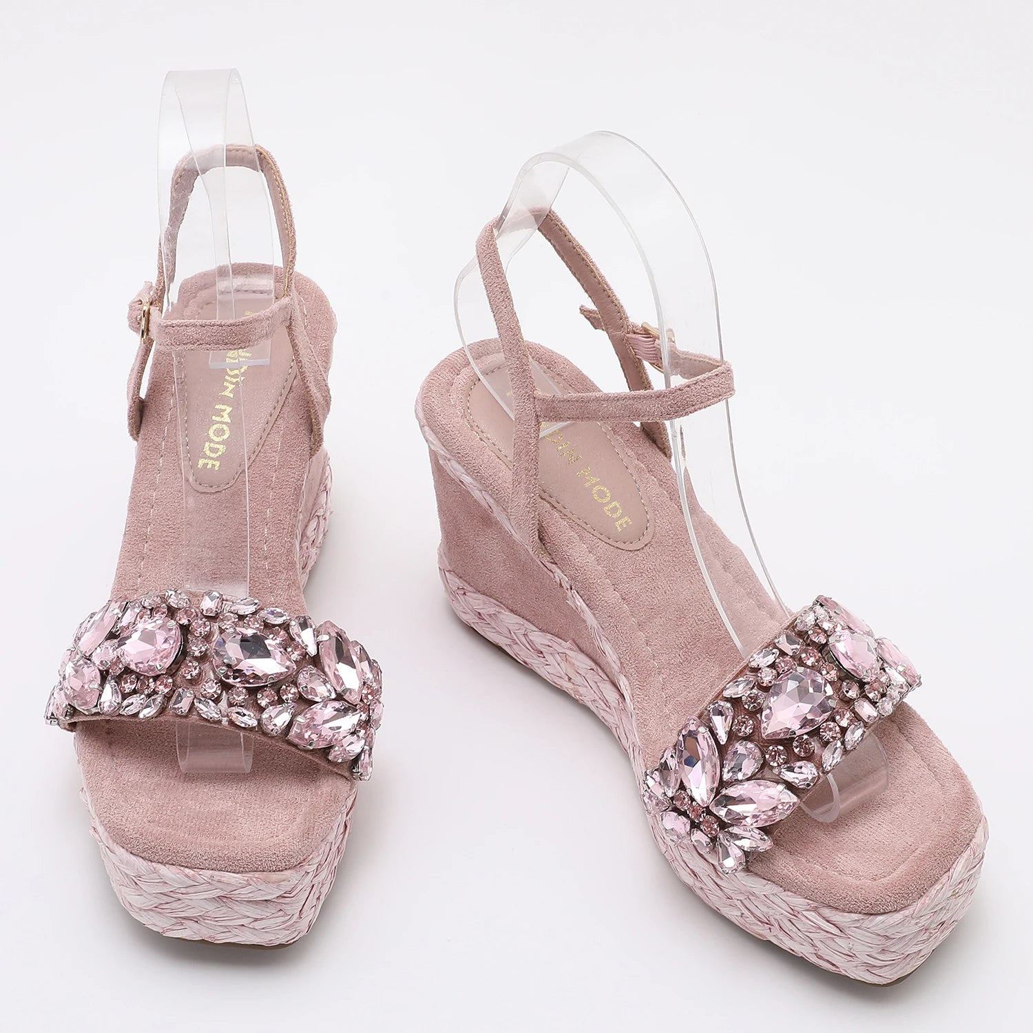 Trendin Mode Women's Velvet High Wedge Sandals 10cm Heel
