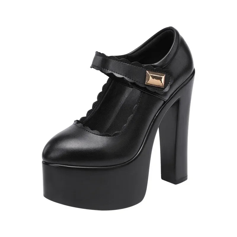 15cm Small Size 32-43 Extremem Block High Heels Shoes 2026 Fall Shallow Thick Chunky Platform Shoes Women Pumps Sexy Model Party