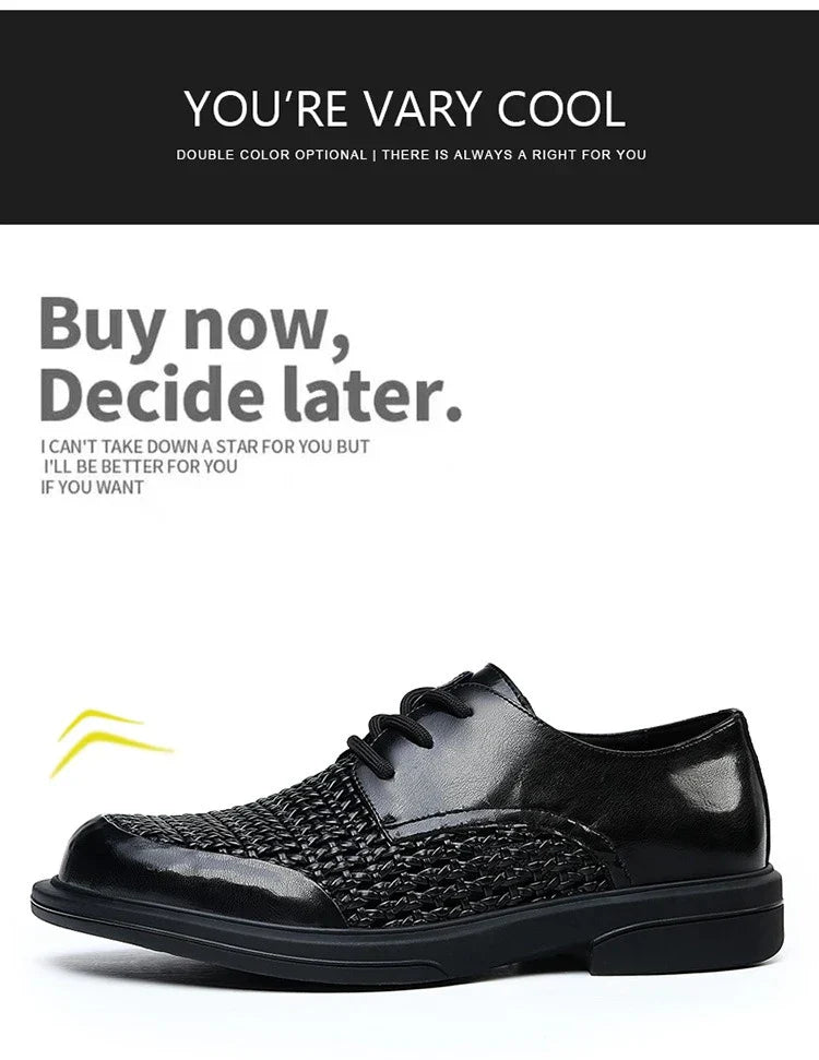 Summer Hallow Breathable Elegant Shoes Man Black Fashion Business Casual Shoe Male Lace Designer Leather Shoes for Men